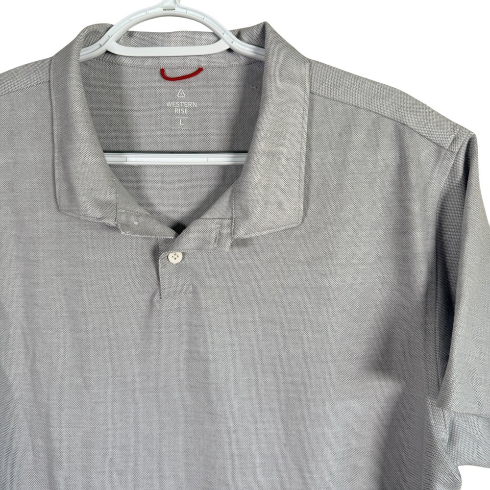 Western Rise Limitless Merino Wool Polo Shirt Mens L Grey Short Sleeve